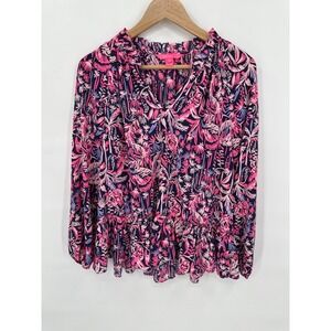 Lilly Pulitzer Savanna Swing of Things Womens S Blouse Preppy Designer Old Money